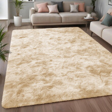 (160 X 230 cm (5ft 2'' x 7ft 5''), Tye Dye Cream) Large Living Room Rugs Non Slip Shaggy Rug Bedroom Carpets Hallway Runner Bath Door Mats