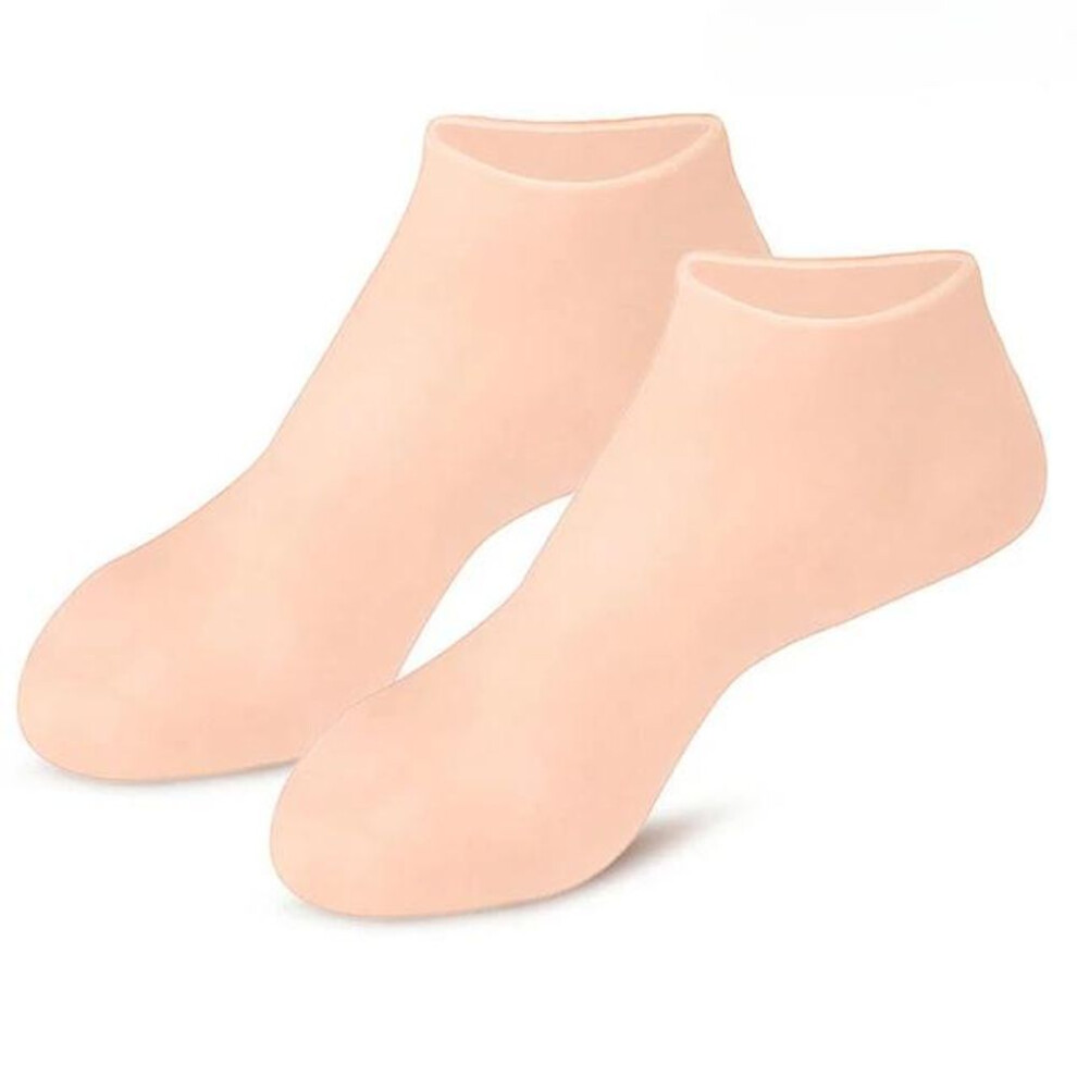 (beige, 1Pair) 1pairs Silicone Moisturizing Foot Socks For Dry Cracked Feet Foot Care Socks Spa Pedicure Socks Massage Moisturizing Gel Sock