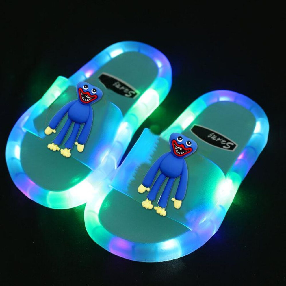 (blue, 30-31) Game Playtime Slippers Huggy Wuggy Led Kids Slippers Cartoon Light Up Shoes For Girl Boys Birthday Gifts Children Shoes