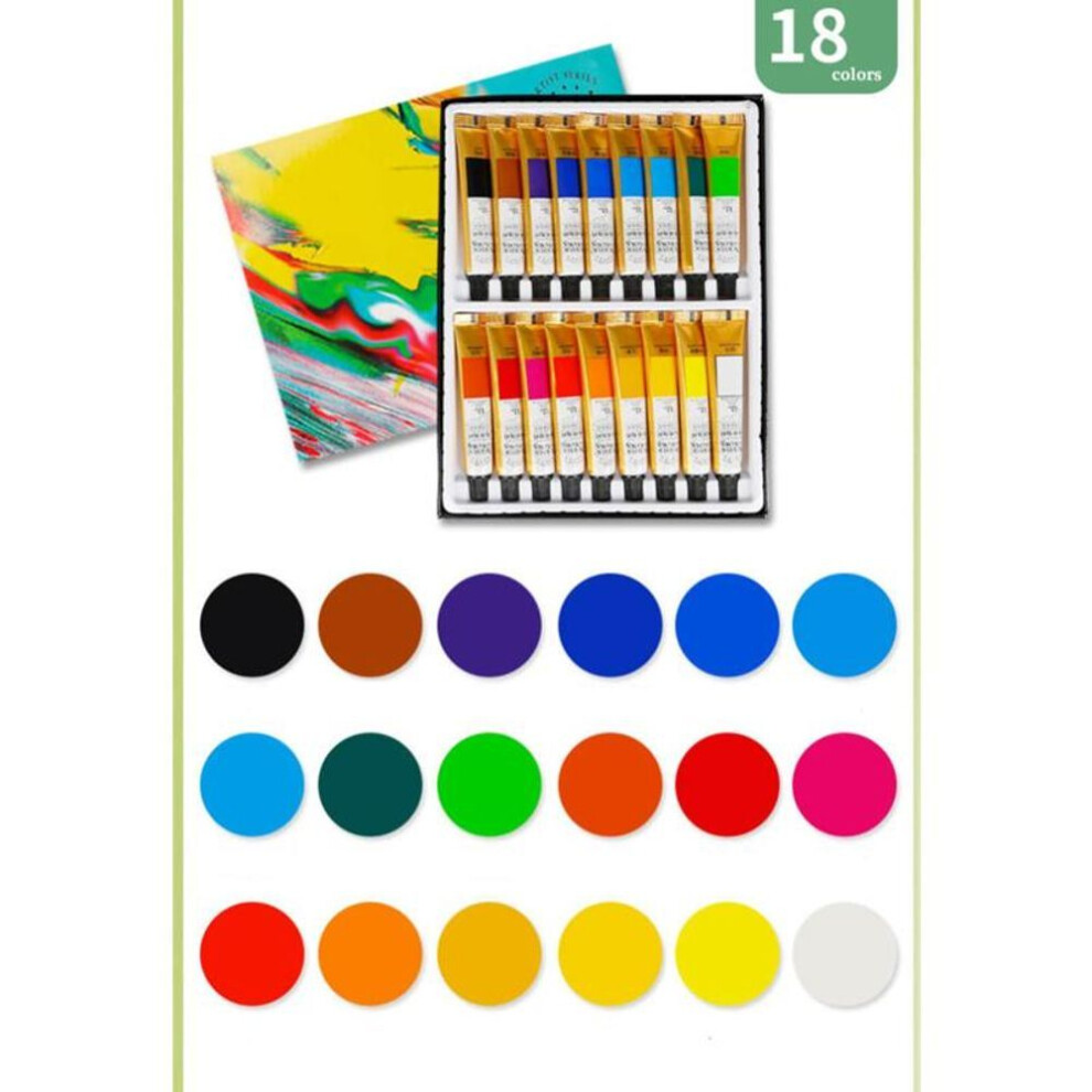 (18 colors) Acrylic Paints 12/18/24 Colors Professional Brush Set 12ml Tubes Artist Drawing Painting Pigment Hand Painted Wall Paint DIY