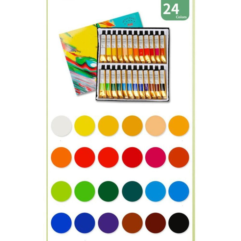 (24 colors) Acrylic Paints 12/18/24 Colors Professional Brush Set 12ml Tubes Artist Drawing Painting Pigment Hand Painted Wall Paint Diy