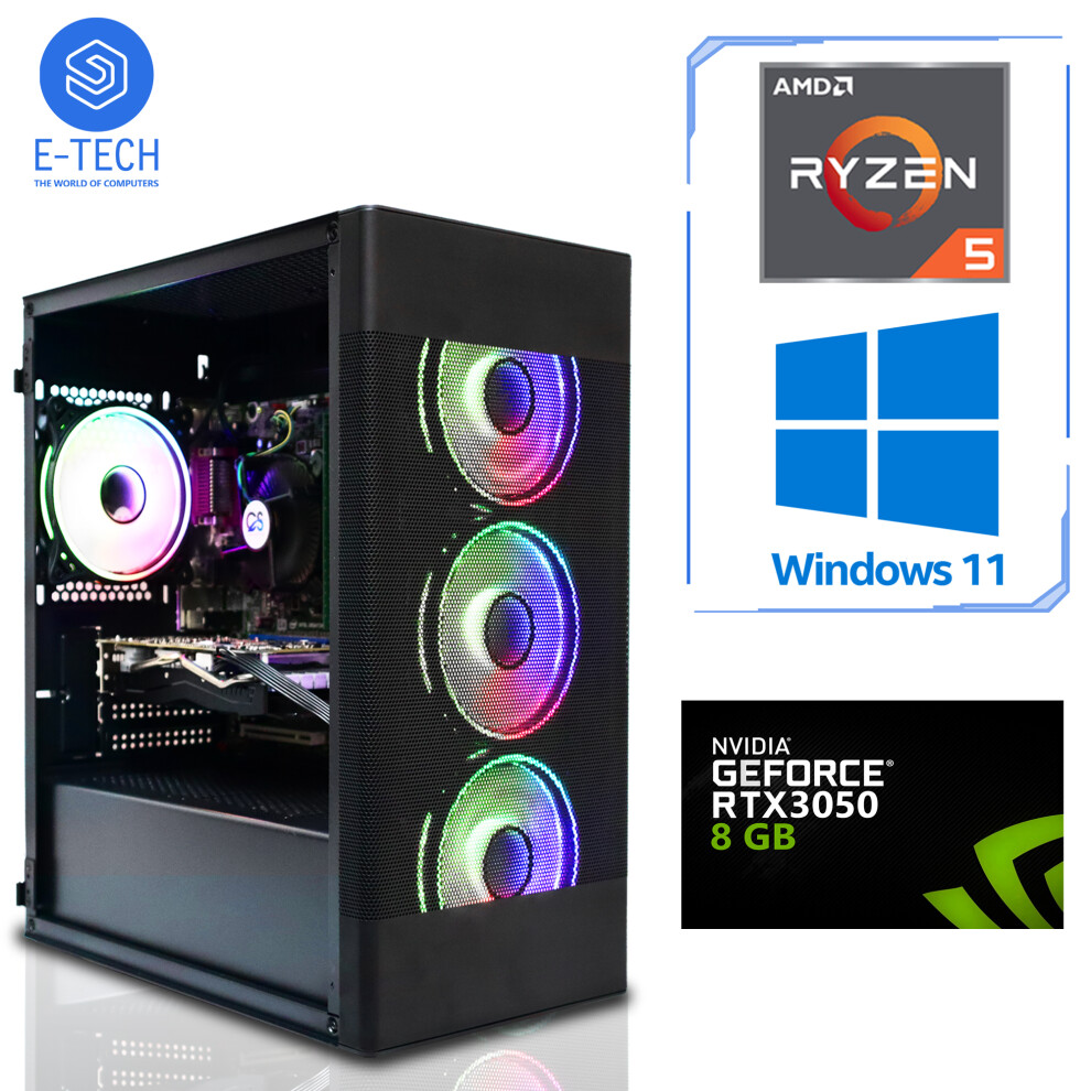 Gaming PC AMD Ryzen 5 5600 16GB DDR4 256GB M.2 SSD 6GB RTX 3050 Wins11