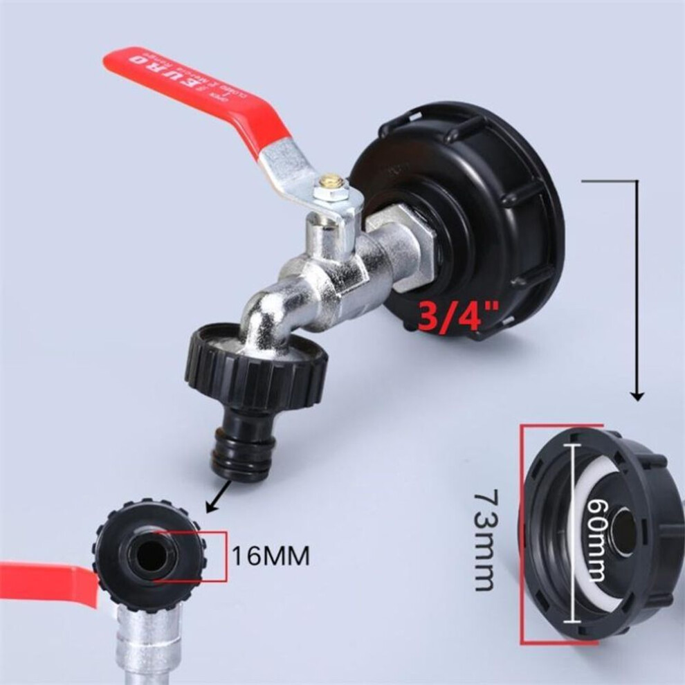(3/4alloy+plastic pacifier) Ibc Tank Tap Adapter S60*6 To 1/2&apos;&apos; 3/4&apos;&apos; Coarse Thread Connector  Valve Fitting