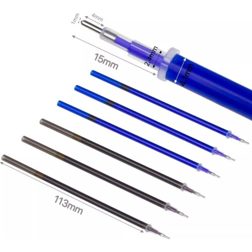 (Black, 2 pcs) Refill for Friction Pens Refill Fine Point