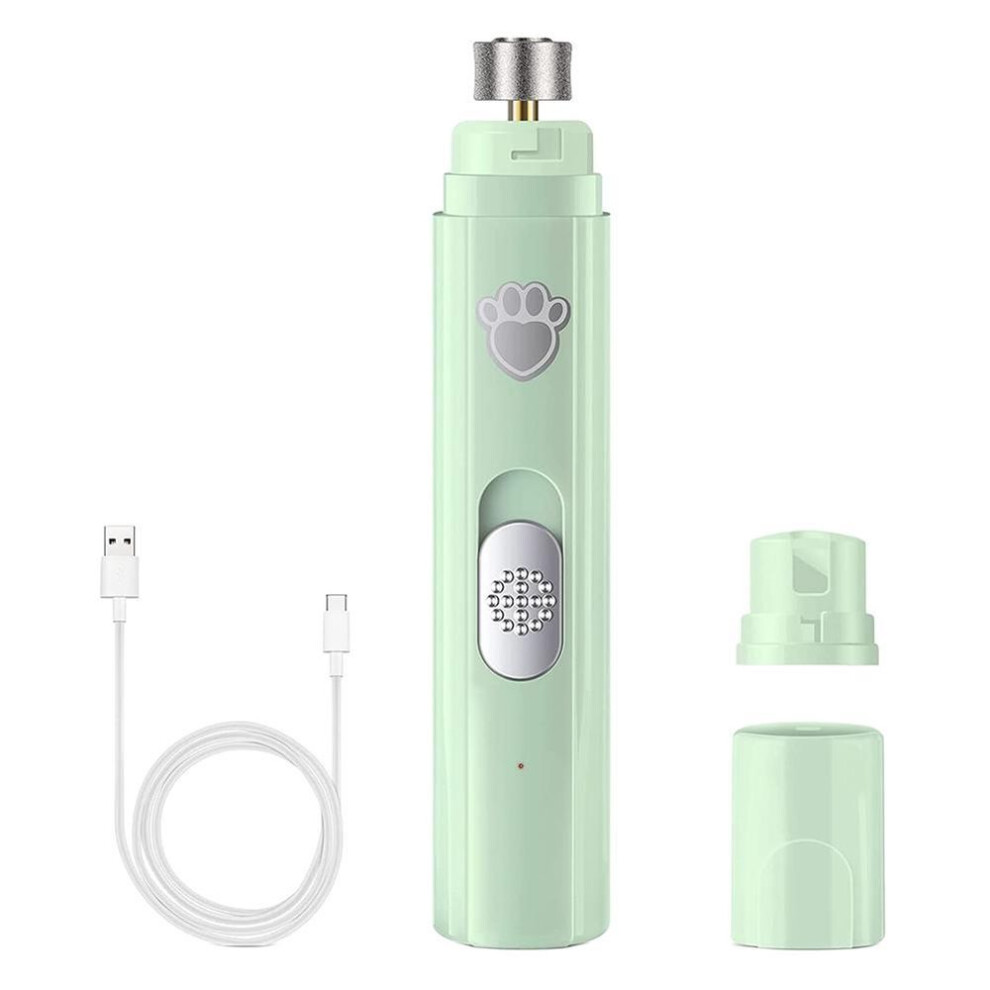 (green) Electric Dog Nail Grinder With Polisher Wheel Led Light Pet Nail Clipper Usb Rechargeable 2-speed Pet Nail Trimmers For Cat Dog