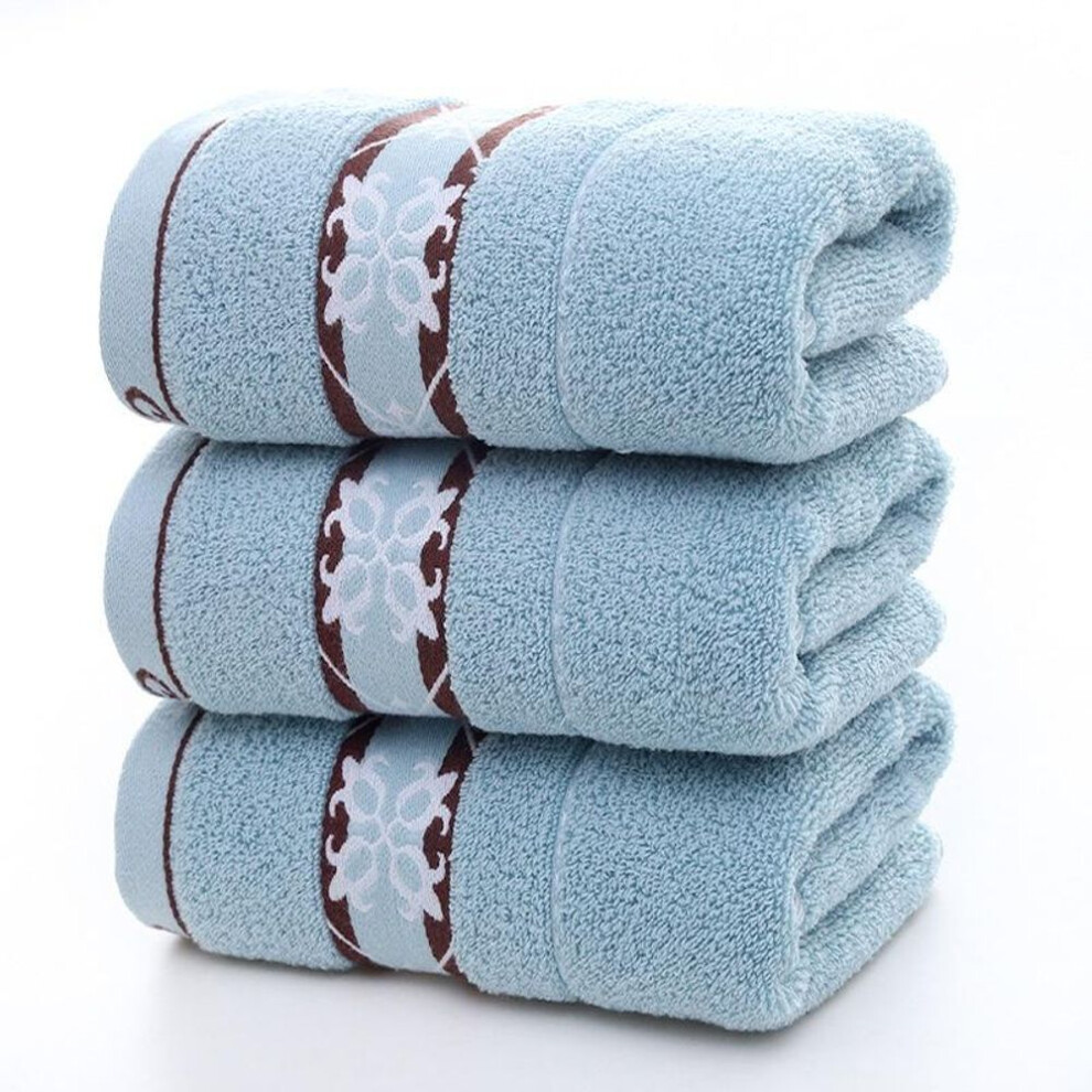 (blue, 3pcs) 3pcs Soft Cotton Bath Towel Beach Home Face Towel Adults Bathroom Absorbent Towels 35x75cm
