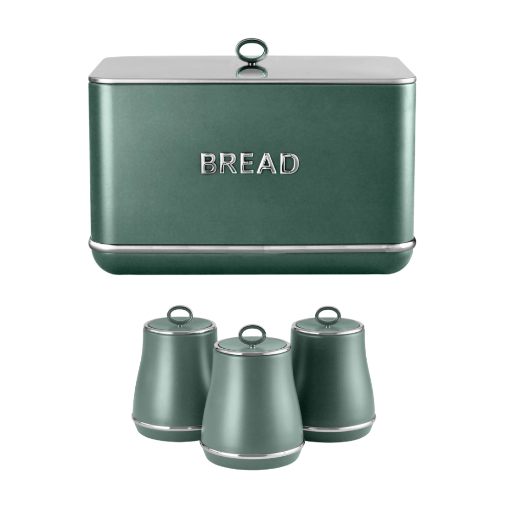 Tower Renaissance Bread Bin & Canisters Kitchen Set (Forest ) Green
