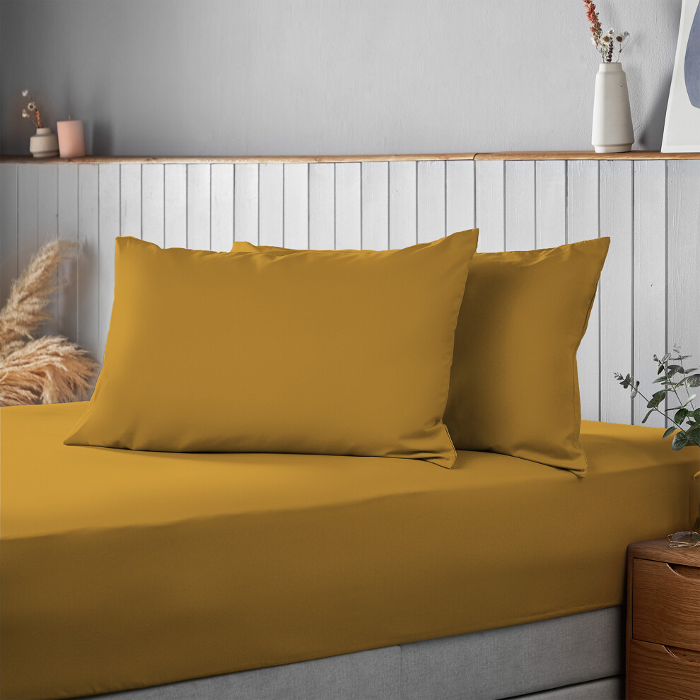 (Ochre) Silentnight Supersoft Pillowcase Pair Flap Close