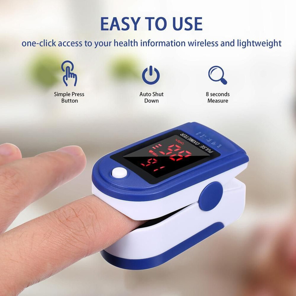(blue) Fingertip Pulse Oximeter Blood Oxygen Saturation Detector Pulse Rate Monitor Portable Oximeter with Fingertip Puls Rate Monitor Portable Oximeter With