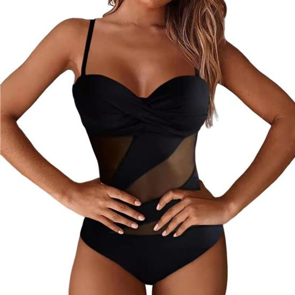 (M, black) Sexy Lady Swimwear Low-cut Adjustable Straps Swimming Summer Sexy Fashion Woemn Beach Wear