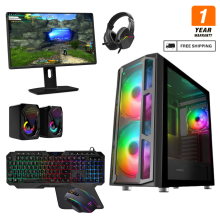 Gaming PC Bundle: i7 16GB RAM 1TB HDD + 512GB SSD, GT1030, 22" Monitor + Speakers