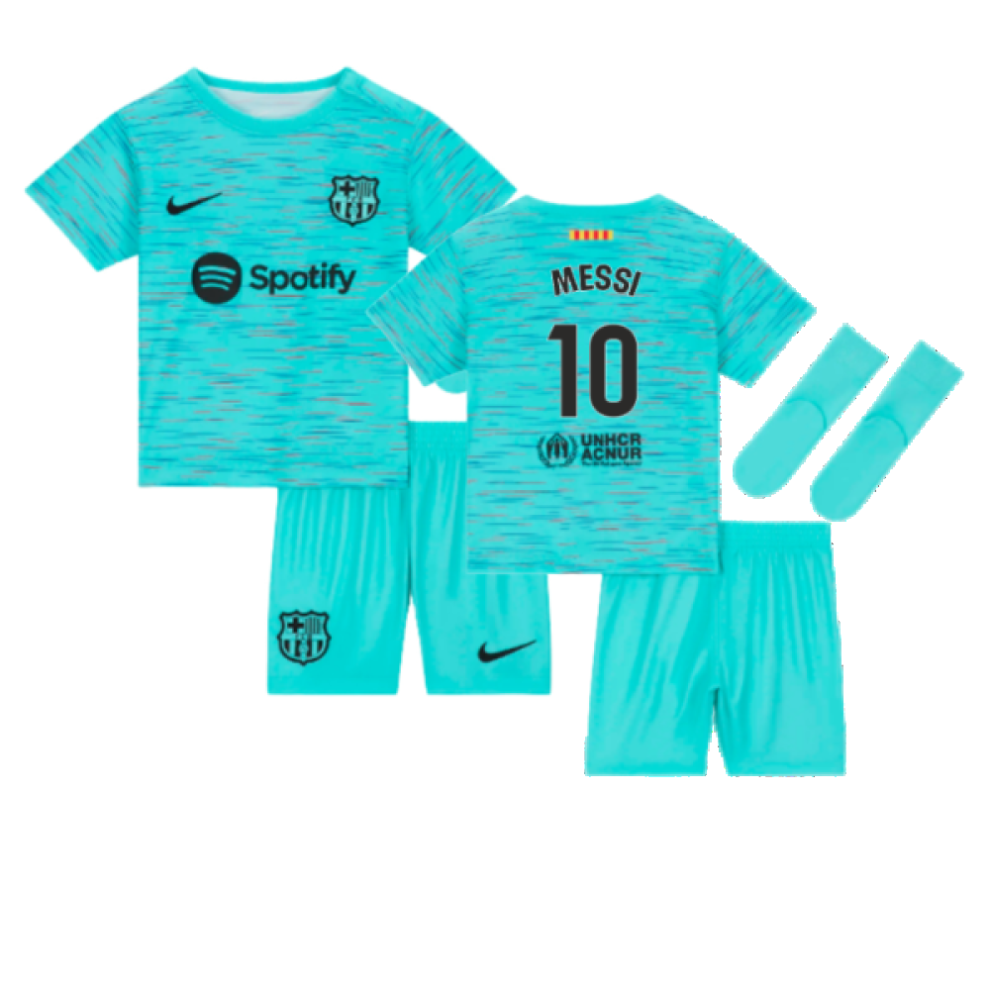 (24-36 Months) 2023-2024 Barcelona Infants Baby Third Kit (Messi 10)