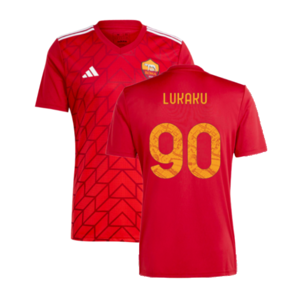 Adidas (Xl) 2023-2024 Roma Icon Pre-Match Shirt (Red) (Lukaku 90)