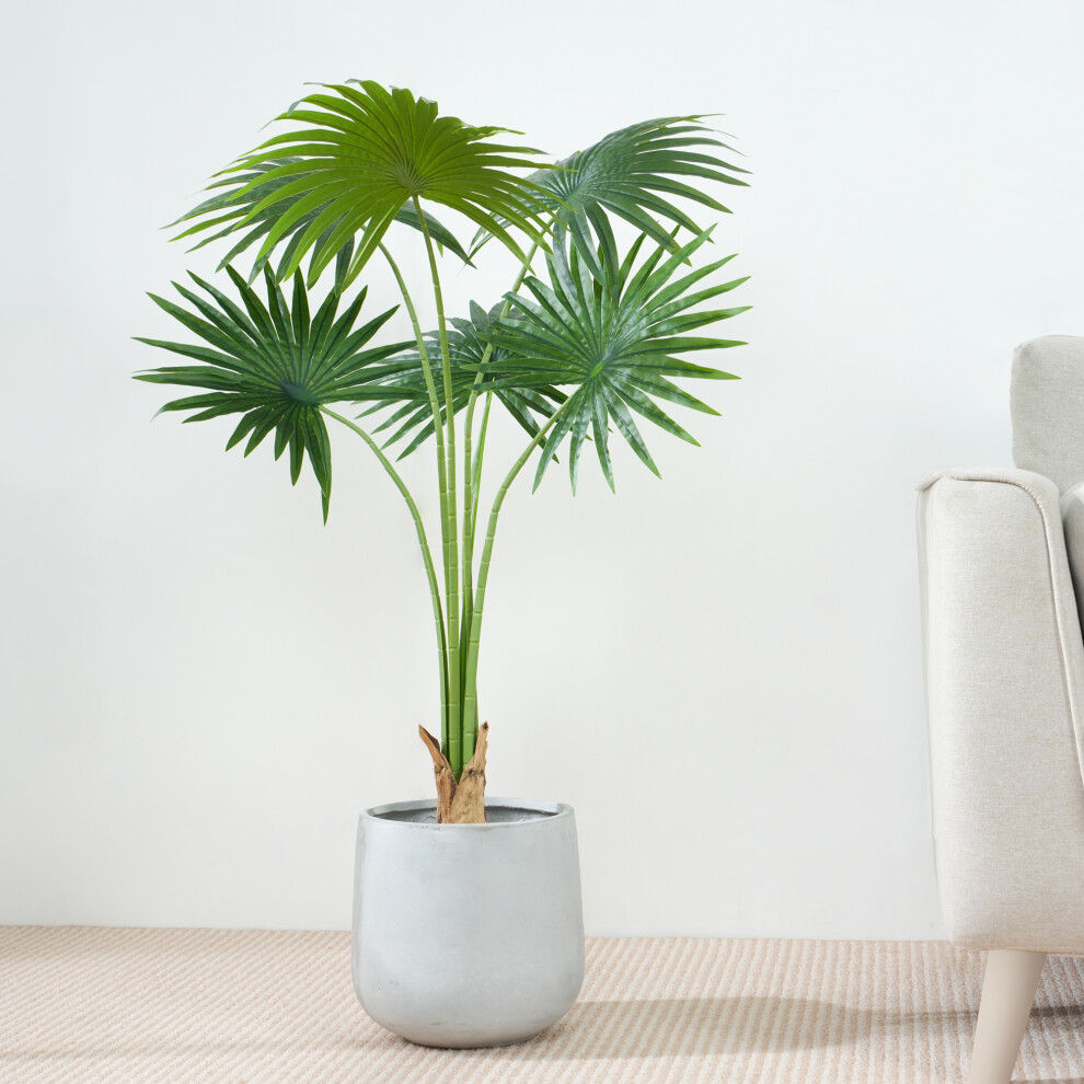 (100CM) Artificial Fan Palm  with Plastic Planter and Moss
