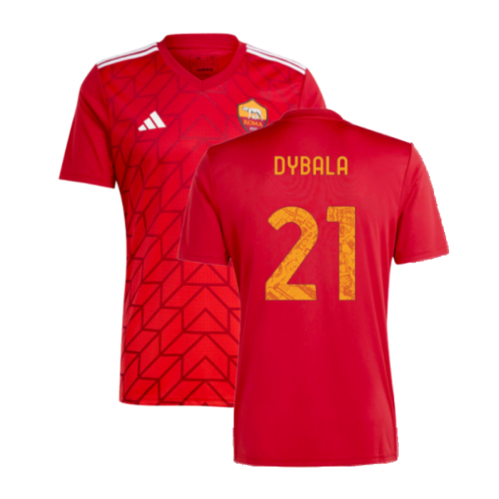 (XL) 2023-2024 Roma Icon Pre-Match Shirt (Red) (DYBALA 21)