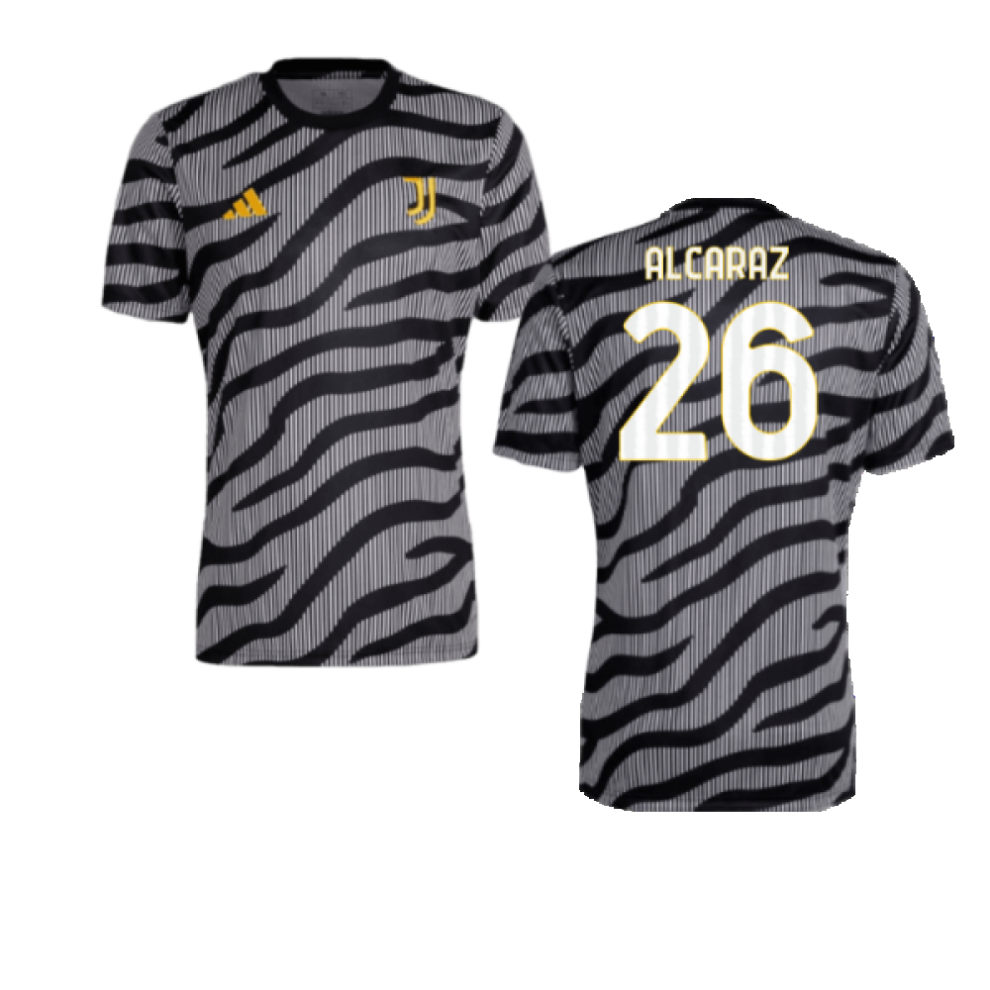 (XL) 2023-2024 Juventus Pre-Match Shirt (Black) (Alcaraz 26)