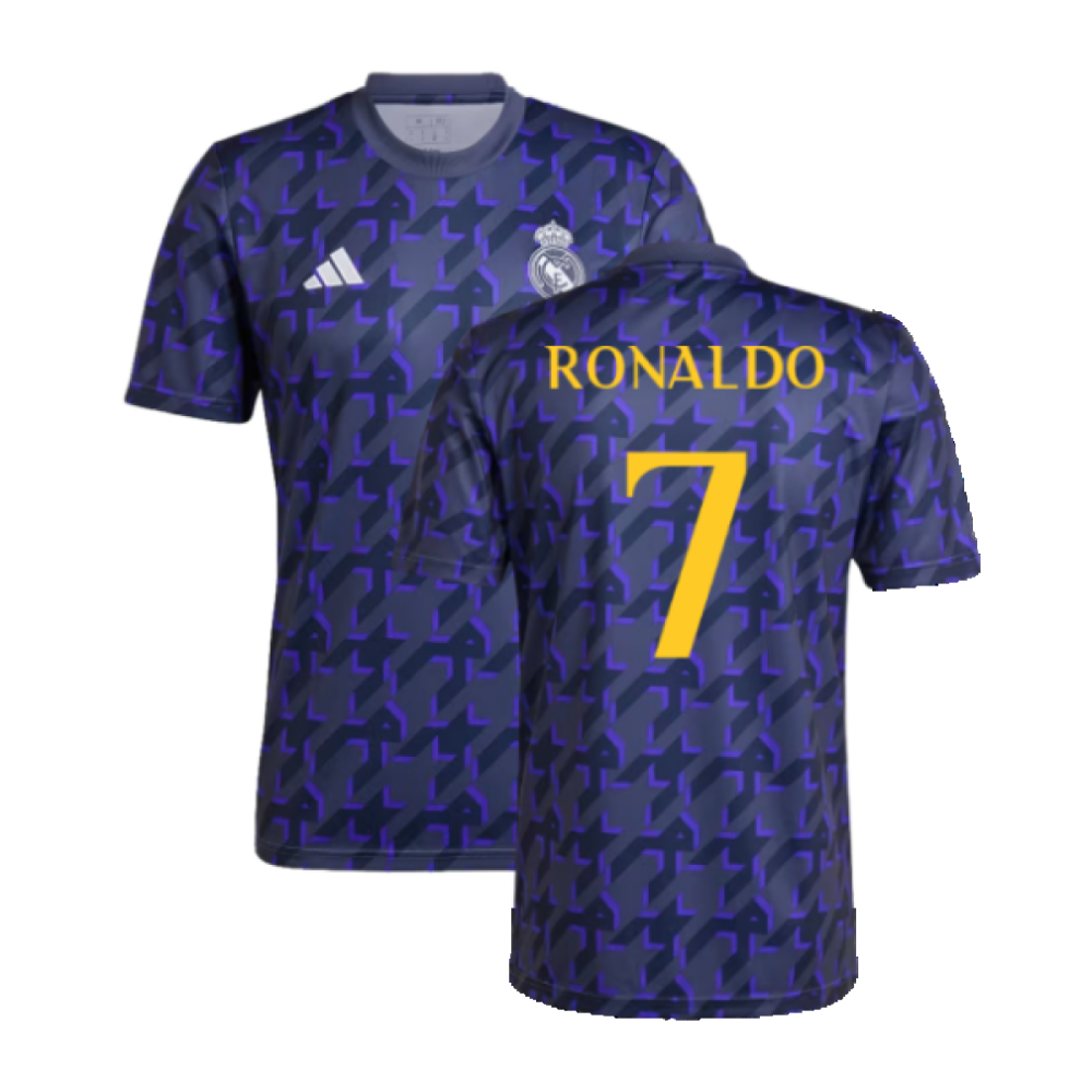 (XL) 2023-2024 Real Madrid Pre-Match Shirt (Shadow Navy) (Ronaldo 7)