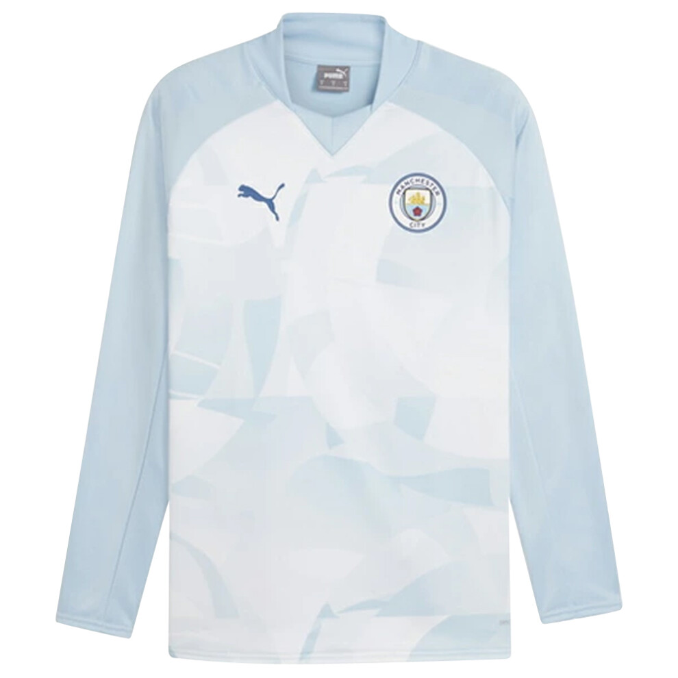 (3XL) 2023-2024 Man City Prematch LS Sweat Top (Silver Sky)