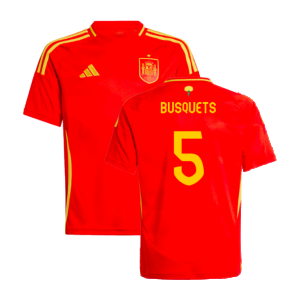 Adidas (Mb) 2024-2025 Spain Home Shirt (Kids) (Busquets 5)