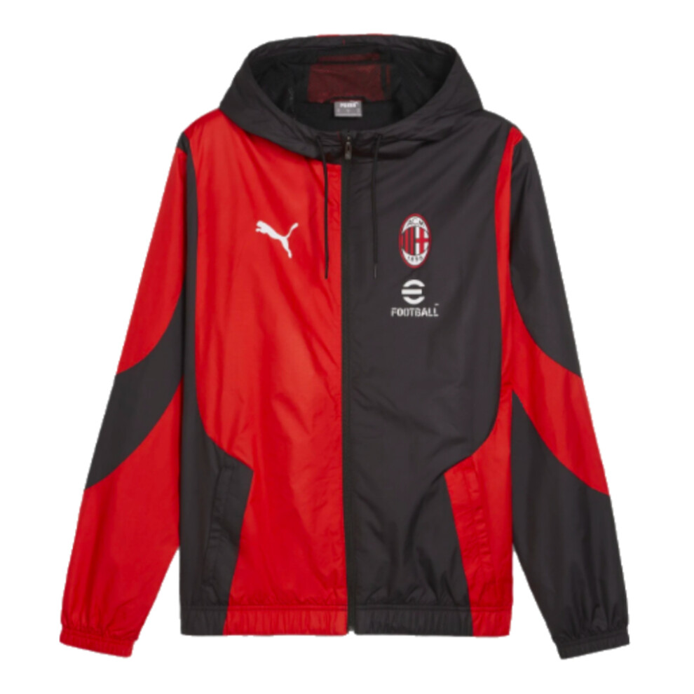 (XL) 2023-2024 AC Milan Prematch Woven Jacket (Black)