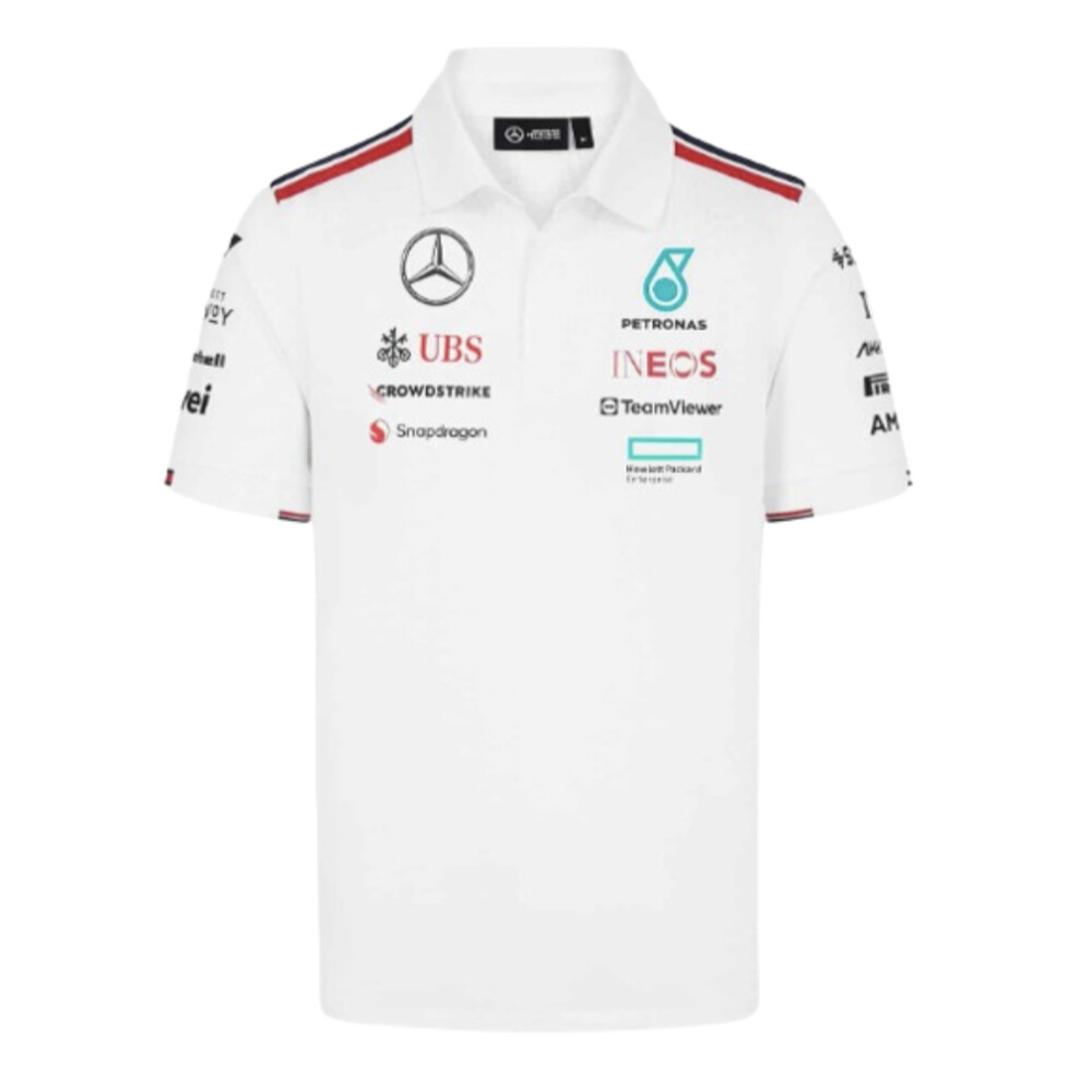 (M) 2024 Mercedes-AMG Team Polo Shirt (White)