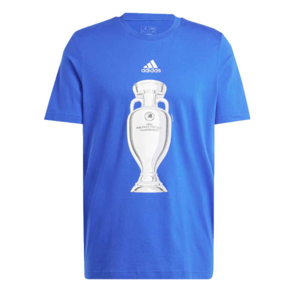 (S) Adidas Euro 2024 Official Emblem Trophy T-Shirt - Blue