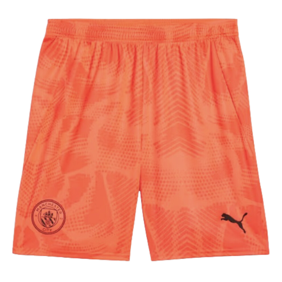 (XL) 2024-2025 Man City Home Goalkeeper Shorts (Neon Sun)