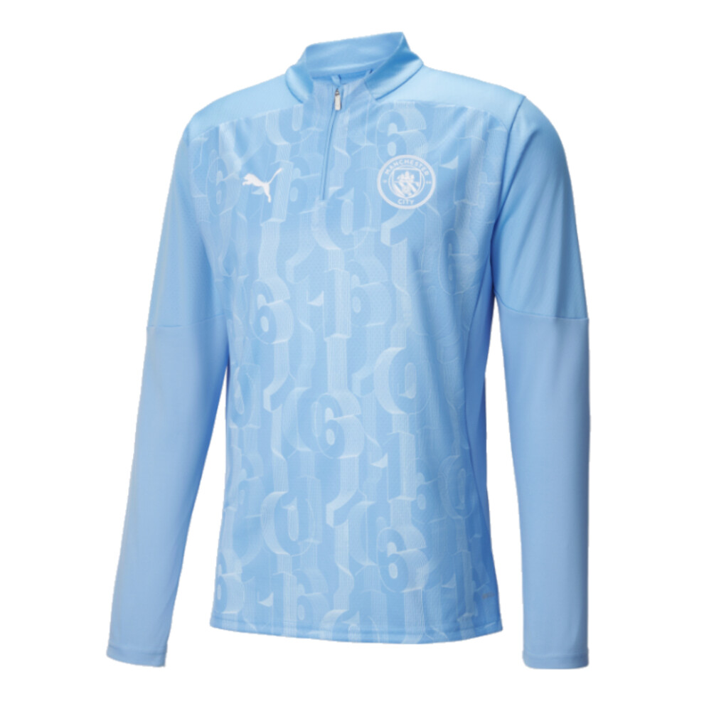 (XXL) 2024-2025 Man City Prematch 1/4 Zip Top (Blue)