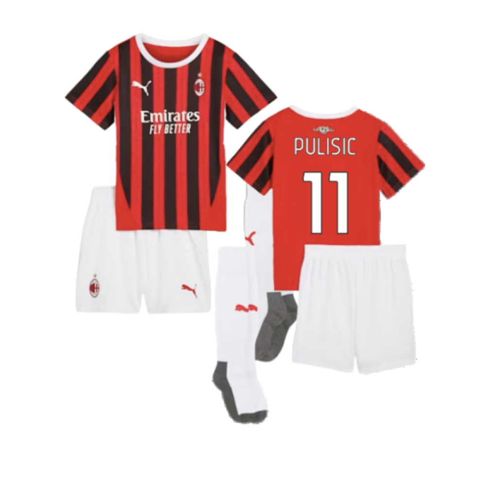 (1-2 Years) 2024-2025 AC Milan Home Mini Kit (Pulisic 11)