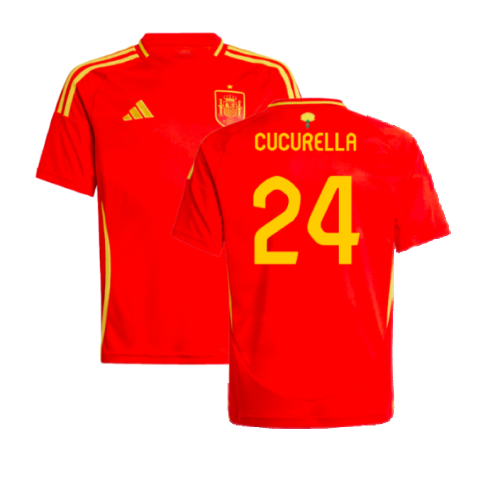 Adidas (Mb) 2024-2025 Spain Home Shirt (Kids) (Cucurella 24)