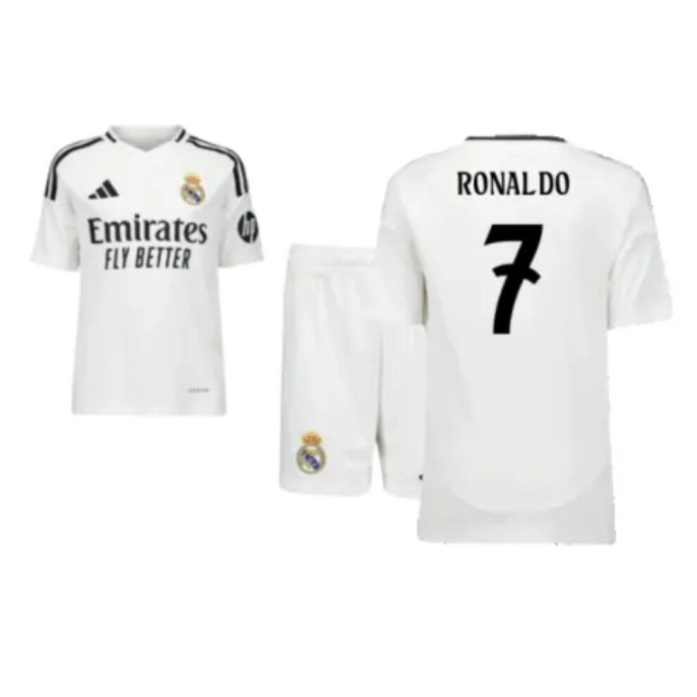 (XLB) 2024-2025 Real Madrid Home Youth Kit (Ronaldo 7)