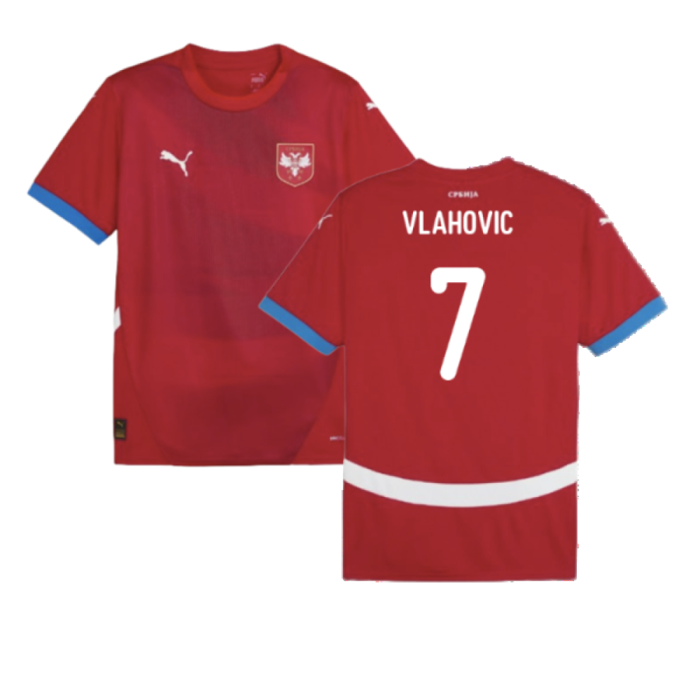 (3XL) 2024-2025 Serbia Home Shirt (Vlahovic 7)