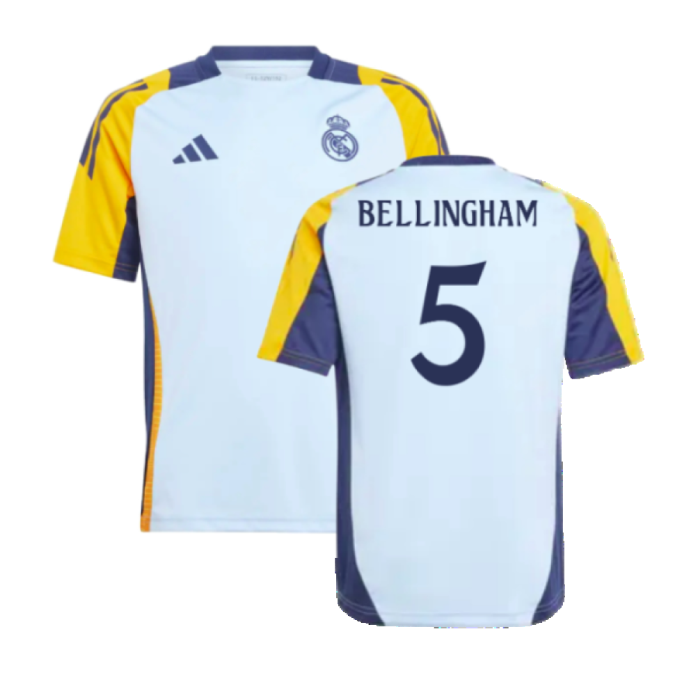 (XXL) 2024-2025 Real Madrid Training Shirt (Glow Blue) - Kids (Bellingham 5)