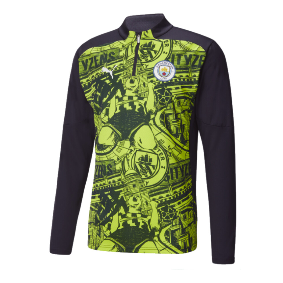 (XXL) 2024-2025 Man City Prematch 1/4 Zip Top (Yellow Glow)