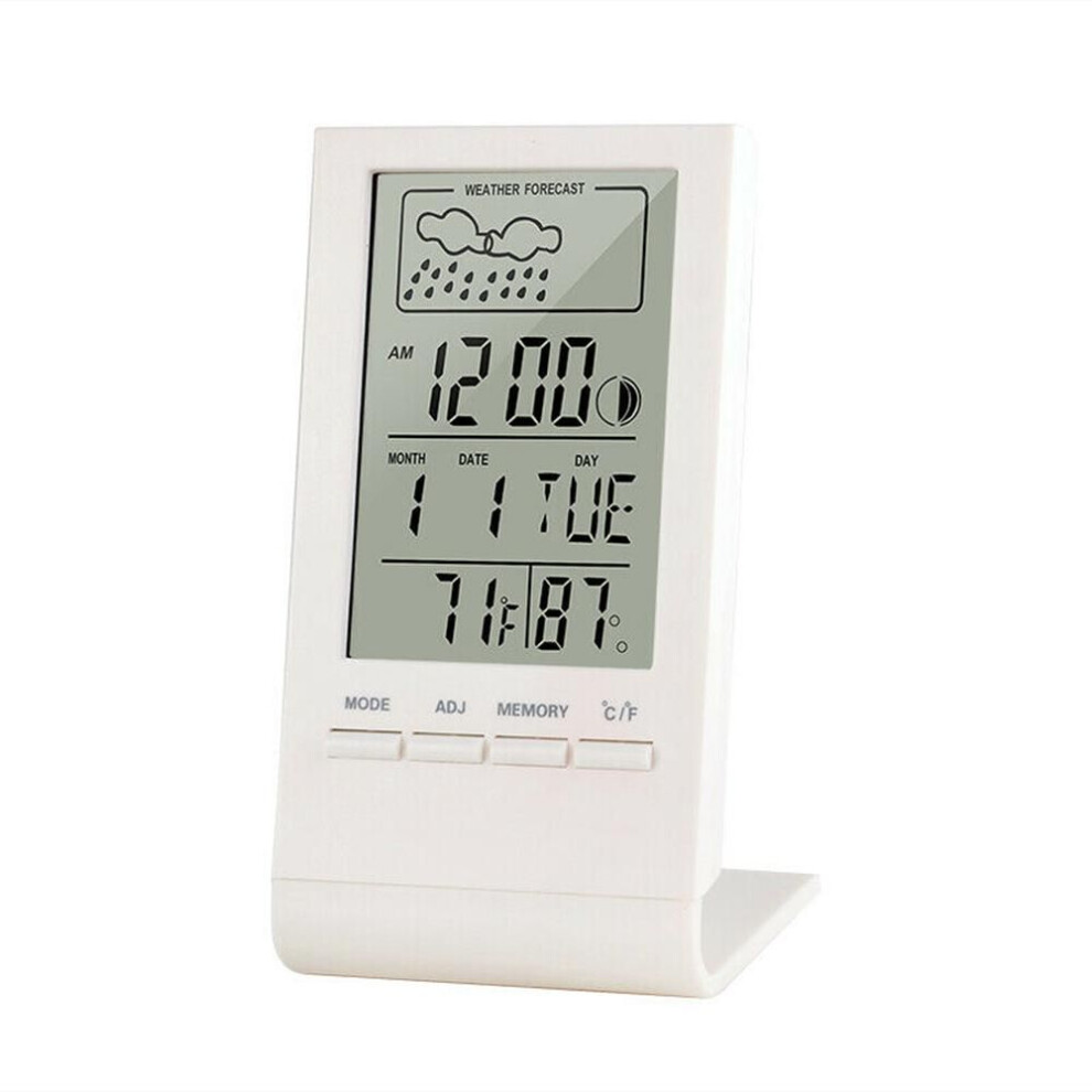 (white) Lcd Digital Indoor Room Thermometer Hygrometer Temperature Clock Humidity Meter