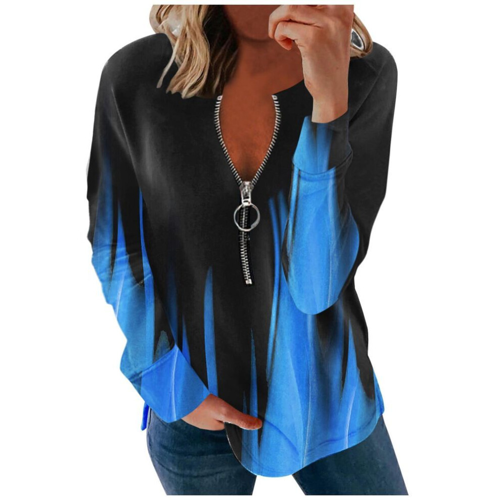 (XXXXXL, black) YYFS Women's Fashion Colour Block Long Sleeve Pullovers