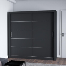 (203CM, BLACK) FH LEXUS Modern Sliding Door Wardrobe