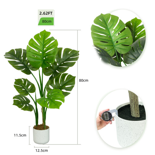 MCC (80CM) Artificial Monstera Tree with Plastic Planter&Moss 2