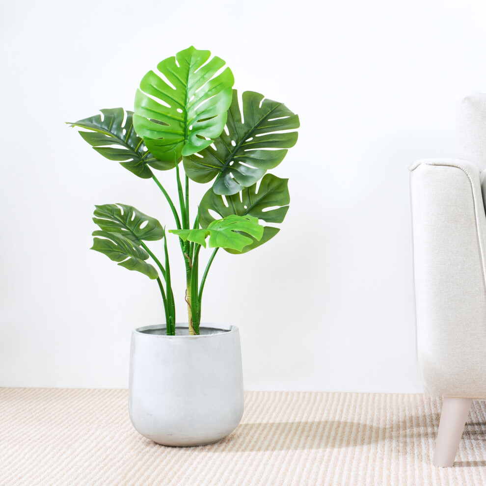 Mcc (80Cm) Artificial Monstera Tree With Plastic Planter&Moss