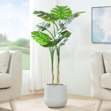 (120CM) Artificial Monstera Tree with Plastic Planter&Moss