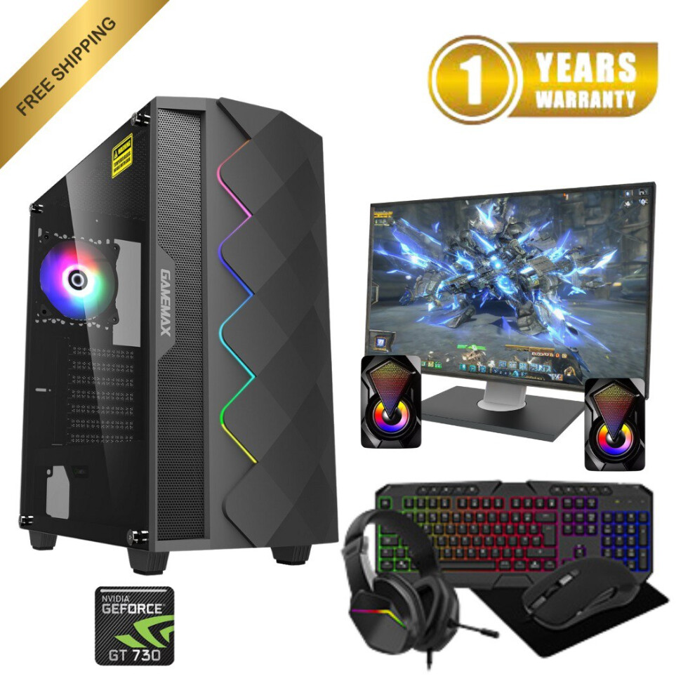 Gaming Pc Bundle: I7 16Gb Ram 1Tb Hdd + 512Gb Ssd, Gt1030, 22" Monitor+ Speakers 744759672650