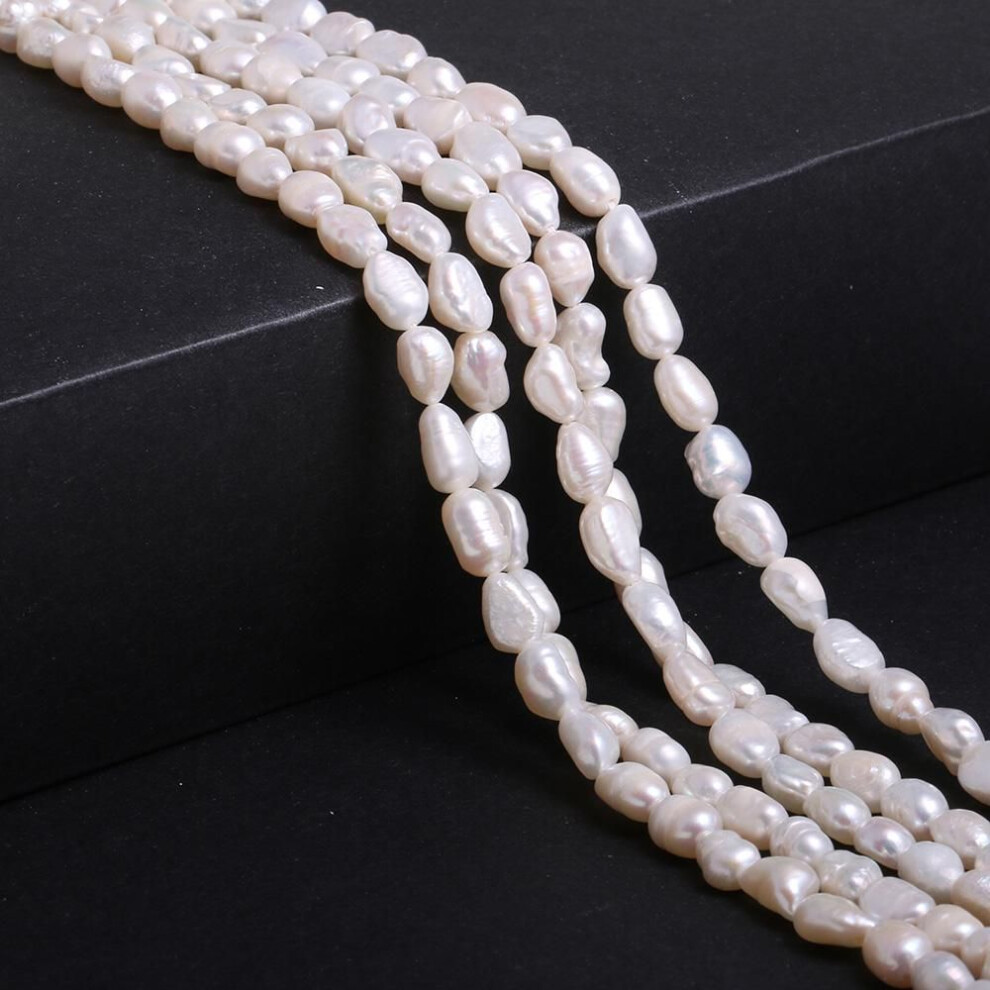 (white, 7-8 mm) Natural Freshwater Irregular Pearl Two-sided Loose Beads Charms For Necklace Anklet Bracelet Sewing Craft Jewelry Accessory Making