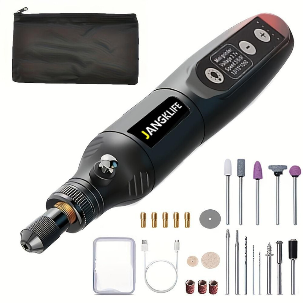 (black) Mini Cordless Rotary Tools Usb Charging Grinder Set Wireless Engraving Pen Diy Polish Rotary Carve Tool Set