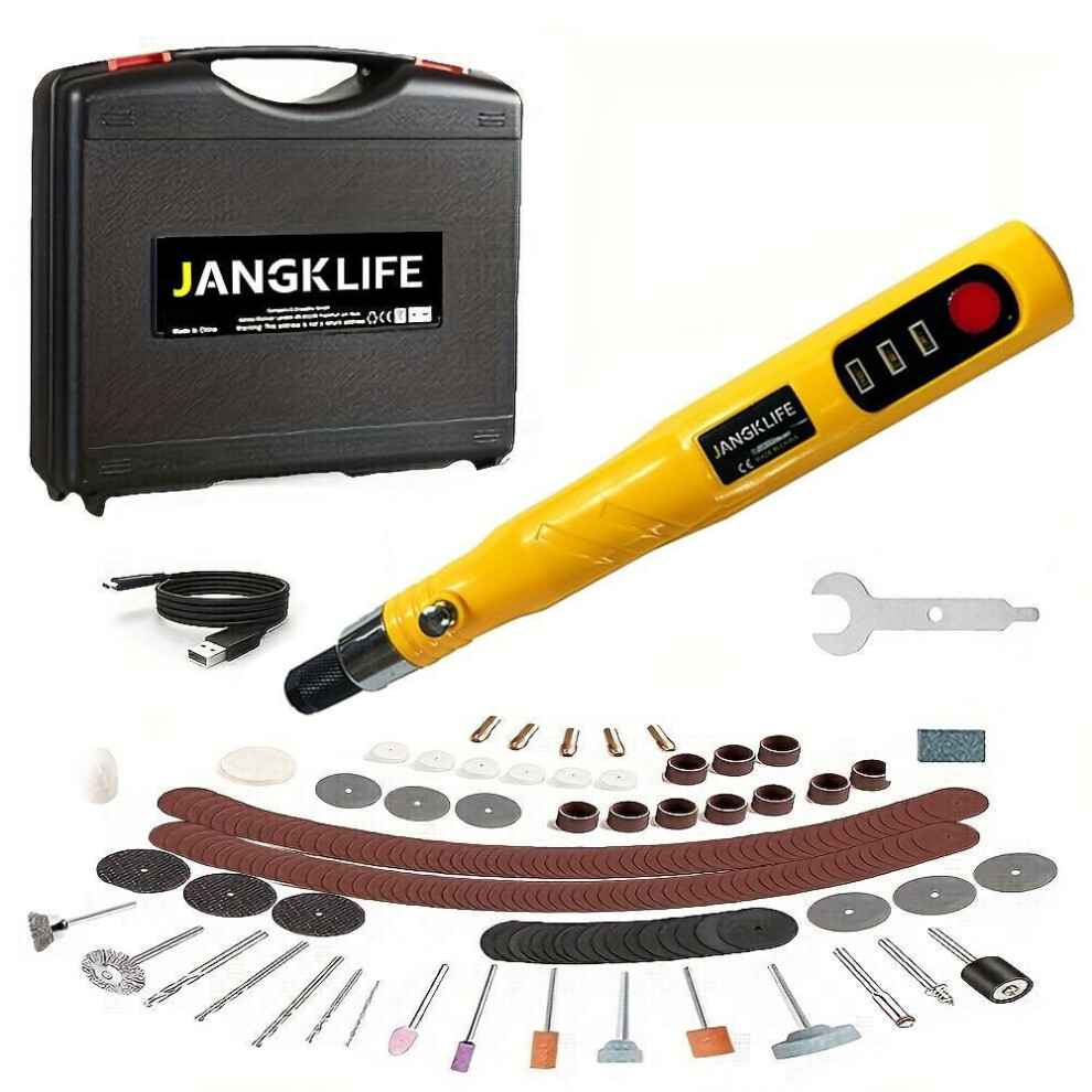 (yellow) Mini Cordless Rotary Tools Usb Charging Grinder Set Wireless Engraving Pen Diy Polish Rotary Carve Tool Set
