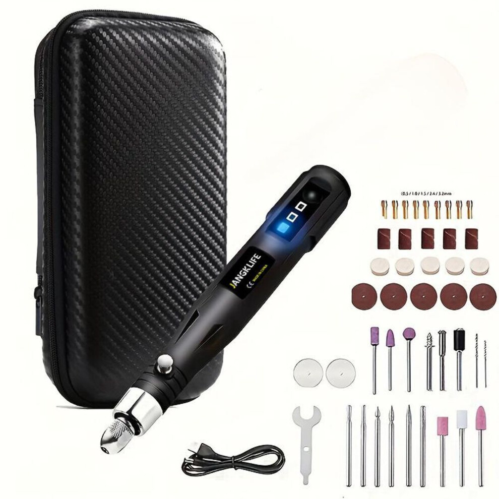 (black) Mini Cordless Rotary Tools Usb Charging Grinder Set Wireless Engraving Pen Diy Polish Rotary Carve Tool Set