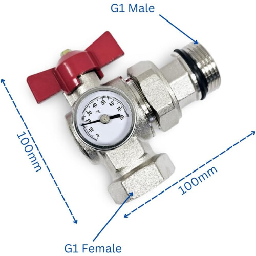 Wärmer System Angle Isolation Ball Valve with Temperature Gauges Set 1 inch 1