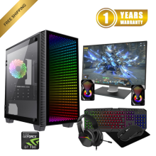 Gaming PC Bundle: i7 16GB RAM 1TB HDD + 512GB SSD, GT1030, 22" Monitor + Speakers