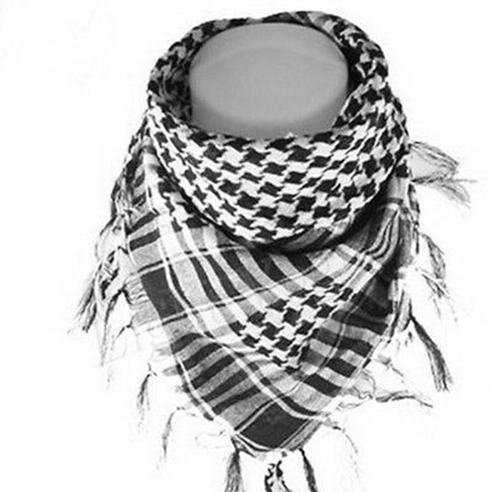 (black) Fashion Scarf Houndstooth Striped Men Women Vintage Military Tactical Shemagh Keffiyeh Army Wrap Scarves