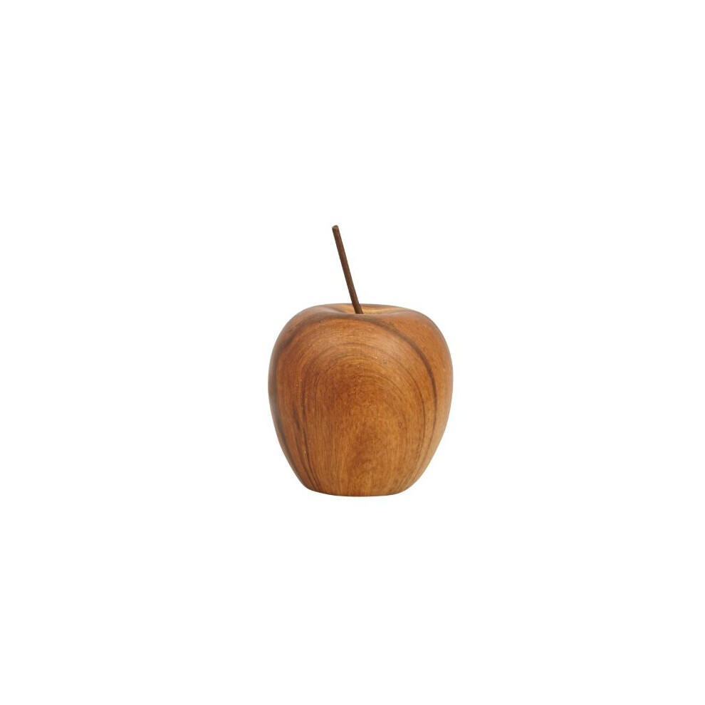 New Rustic Wooden Effect Apple Fruit Ornament - Brown - 310g.