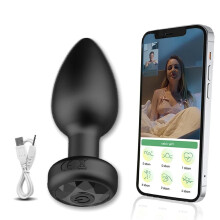 (black, #1) Anal Plug APP Bluetooth Butt Vibrator for Women Man Long distance Wireless Remote Controlled Ass Buttplug Female Male Sex Toys